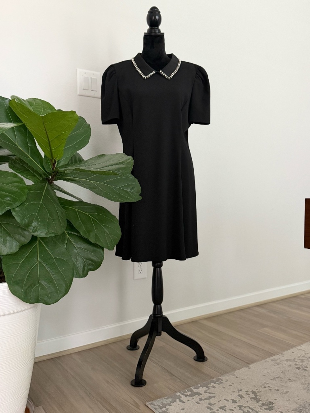 Karl Lagerfeld BlackDress With Pearl Detail Size 16